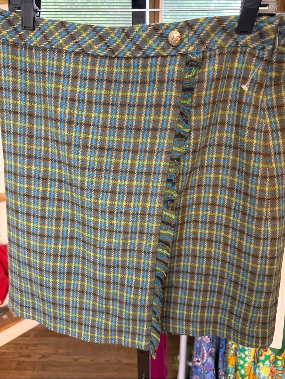 NWT Talbots Plaid Petite Scarf in Olive, Blue & Brown